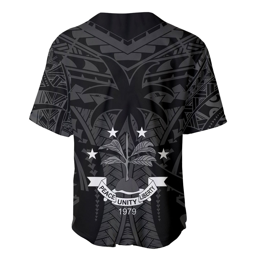 FSM Chuuk States Baseball Jersey Micronesia Vintage Polynesian Tribal Black Version LT9 - Polynesian Pride