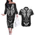 FSM Chuuk States Couples Matching Off The Shoulder Long Sleeve Dress and Hawaiian Shirt Micronesia Vintage Polynesian Tribal Black Version LT9 Black - Polynesian Pride