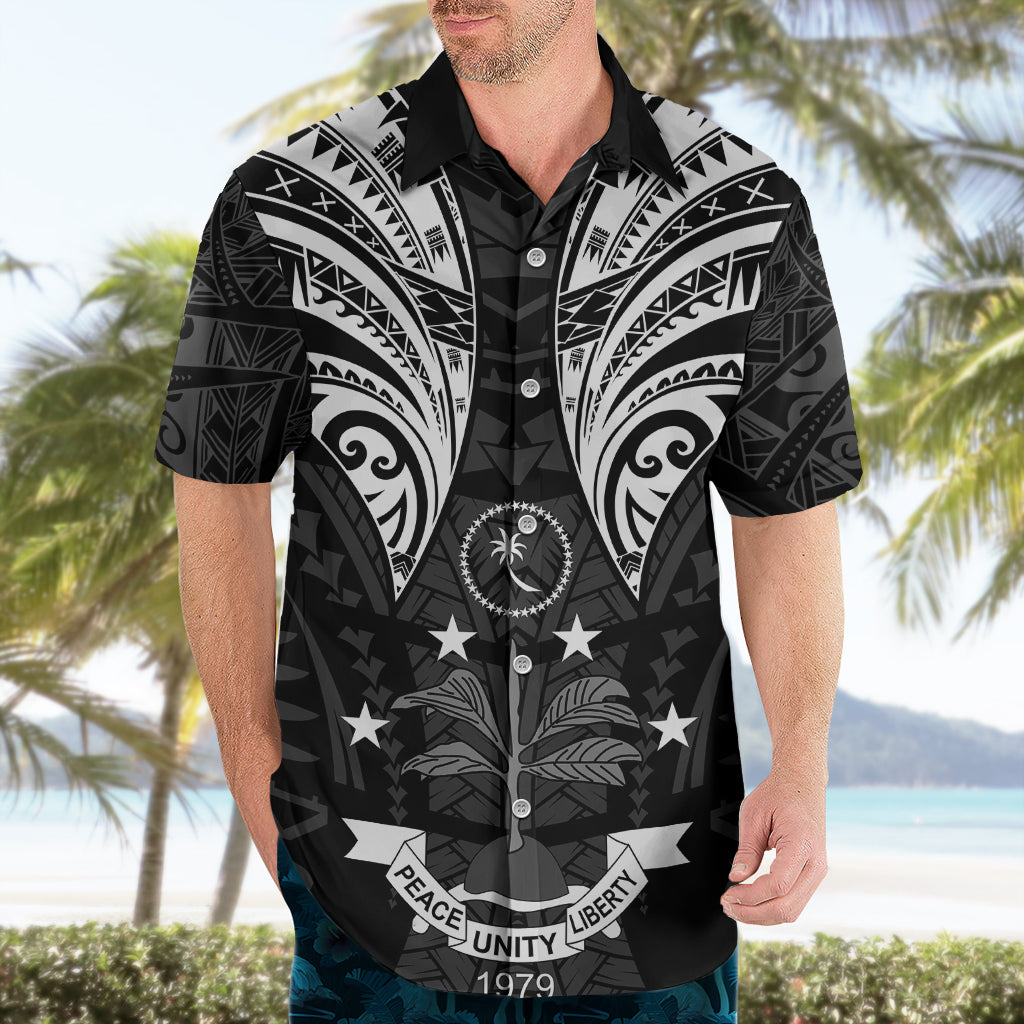 FSM Chuuk States Hawaiian Shirt Micronesia Vintage Polynesian Tribal Black Version LT9 - Polynesian Pride