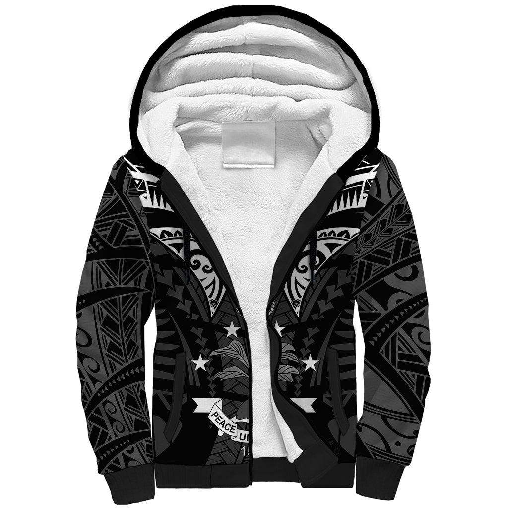 FSM Chuuk States Sherpa Hoodie Micronesia Vintage Polynesian Tribal Black Version LT9 Unisex Black - Polynesian Pride