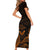 FSM Chuuk States Short Sleeve Bodycon Dress Micronesia Vintage Polynesian Tribal Gold Version LT9 - Polynesian Pride