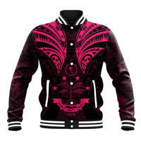 FSM Chuuk States Baseball Jacket Micronesia Vintage Polynesian Tribal Pink Version LT9 Unisex Pink - Polynesian Pride