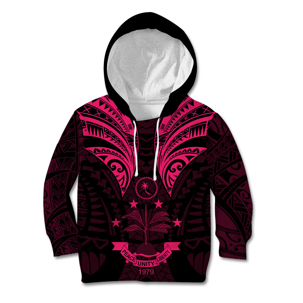 FSM Chuuk States Kid Hoodie Micronesia Vintage Polynesian Tribal Pink Version LT9 Pink - Polynesian Pride
