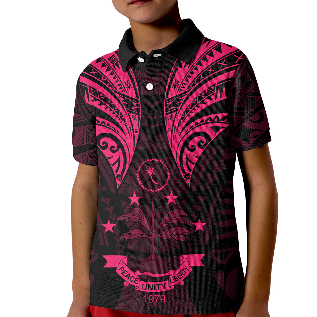 FSM Chuuk States Kid Polo Shirt Micronesia Vintage Polynesian Tribal Pink Version LT9 Kid Pink - Polynesian Pride