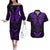 FSM Chuuk States Couples Matching Off The Shoulder Long Sleeve Dress and Hawaiian Shirt Micronesia Vintage Polynesian Tribal Purple Version LT9 Purple - Polynesian Pride