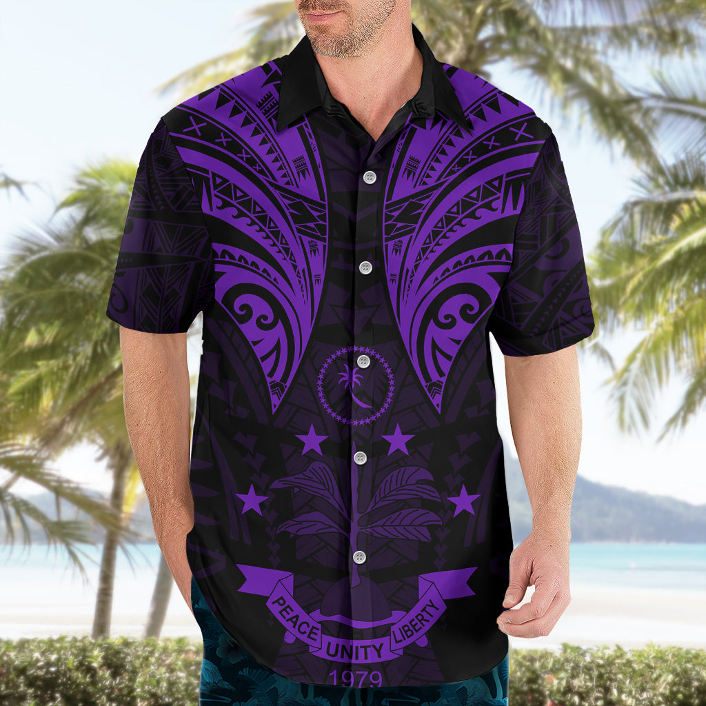 FSM Chuuk States Hawaiian Shirt Micronesia Vintage Polynesian Tribal Purple Version LT9 - Polynesian Pride