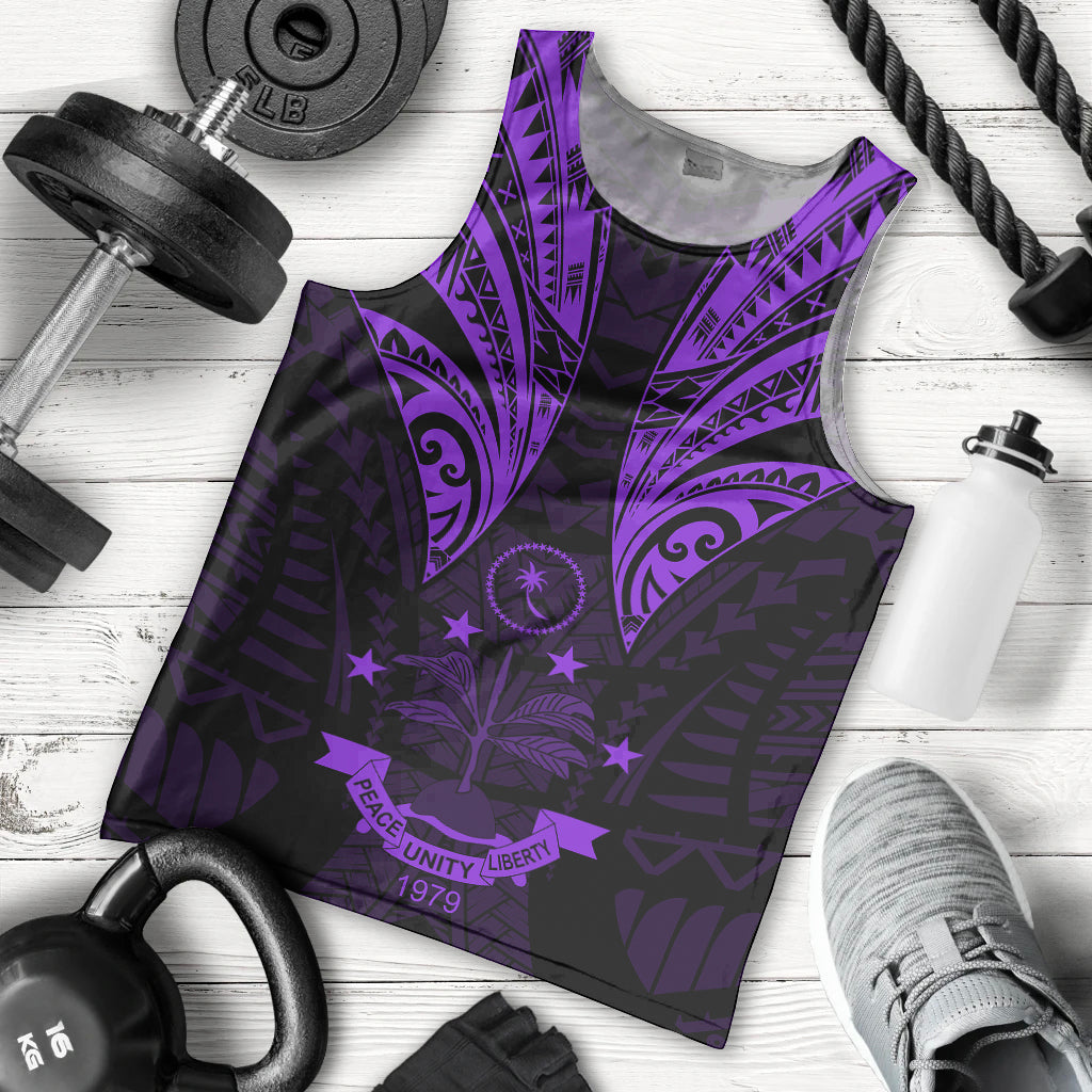 FSM Chuuk States Men Tank Top Micronesia Vintage Polynesian Tribal Purple Version LT9 Purple - Polynesian Pride