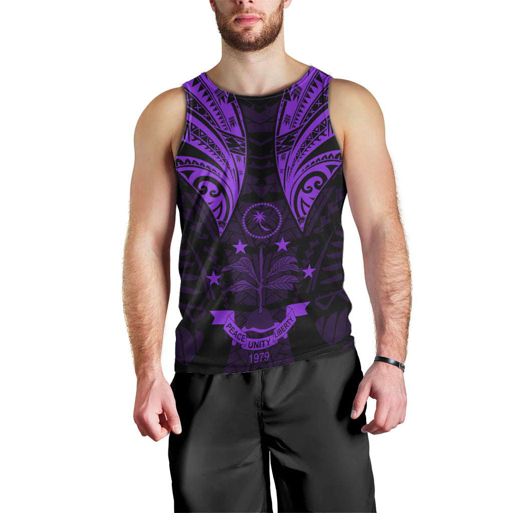 FSM Chuuk States Men Tank Top Micronesia Vintage Polynesian Tribal Purple Version LT9 - Polynesian Pride