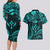 FSM Kosrae States Couples Matching Long Sleeve Bodycon Dress and Hawaiian Shirt Micronesia Vintage Polynesian Tribal Aqua Version LT9 - Polynesian Pride