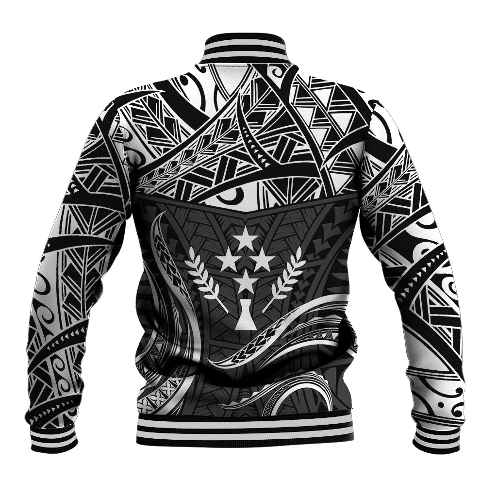 FSM Kosrae States Baseball Jacket Micronesia Vintage Polynesian Tribal Black Version LT9 - Polynesian Pride