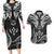 FSM Kosrae States Couples Matching Long Sleeve Bodycon Dress and Hawaiian Shirt Micronesia Vintage Polynesian Tribal Black Version LT9 Black - Polynesian Pride