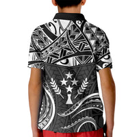 FSM Kosrae States Kid Polo Shirt Micronesia Vintage Polynesian Tribal Black Version LT9 - Polynesian Pride