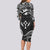 FSM Kosrae States Long Sleeve Bodycon Dress Micronesia Vintage Polynesian Tribal Black Version LT9 - Polynesian Pride