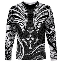 FSM Kosrae States Long Sleeve Shirt Micronesia Vintage Polynesian Tribal Black Version LT9 Unisex Black - Polynesian Pride