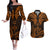 FSM Kosrae States Couples Matching Off The Shoulder Long Sleeve Dress and Hawaiian Shirt Micronesia Vintage Polynesian Tribal Gold Version LT9 Gold - Polynesian Pride