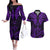 FSM Kosrae States Couples Matching Off The Shoulder Long Sleeve Dress and Hawaiian Shirt Micronesia Vintage Polynesian Tribal Purple Version LT9 Purple - Polynesian Pride