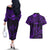 FSM Kosrae States Couples Matching Off The Shoulder Long Sleeve Dress and Hawaiian Shirt Micronesia Vintage Polynesian Tribal Purple Version LT9 - Polynesian Pride