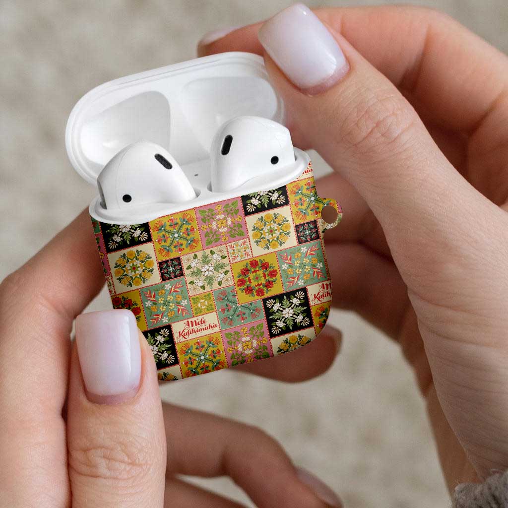 Mele Kalikimaka Hawaii Christmas AirPods Case Melemele Mama Seamless Floral Motif - Polynesian Pride