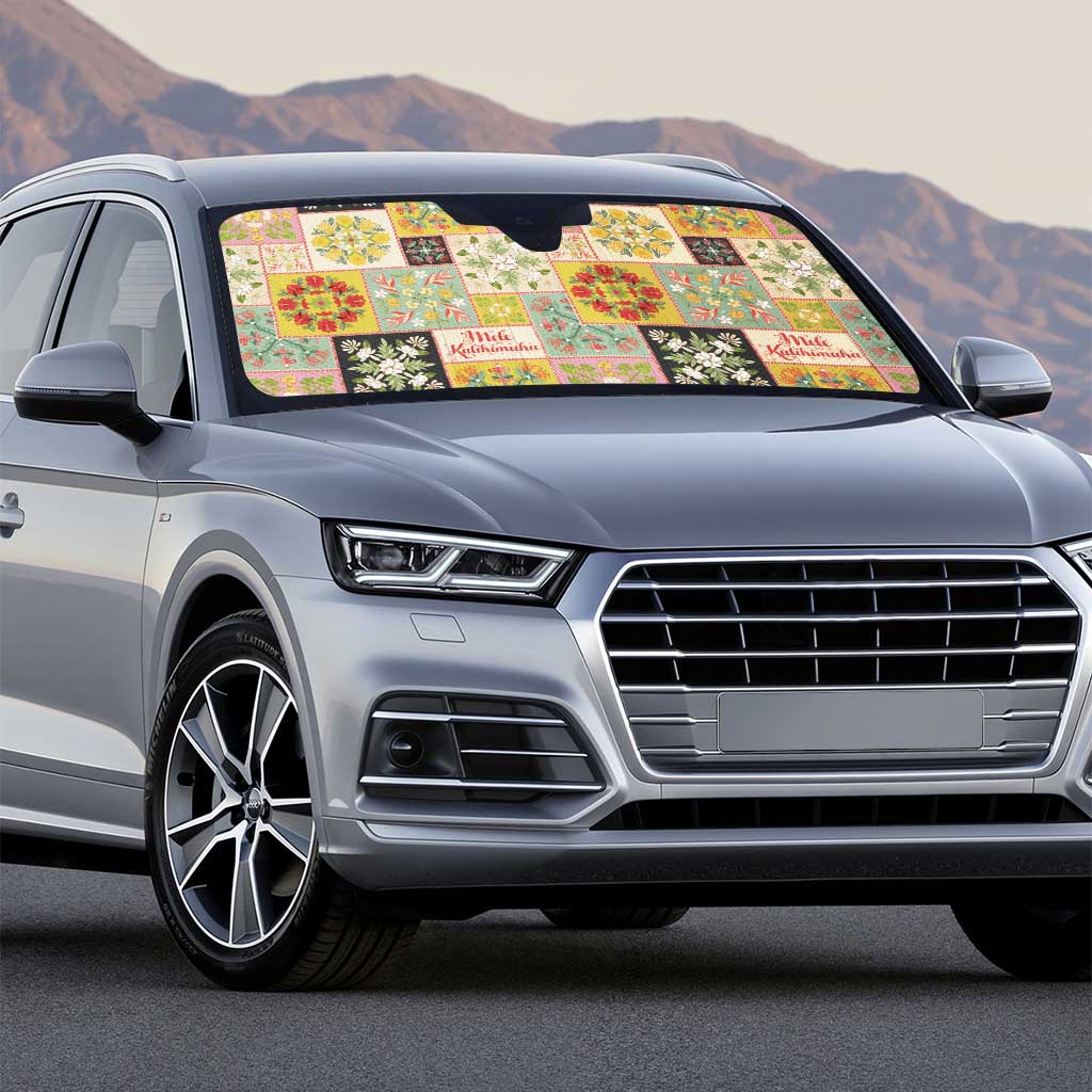 Mele Kalikimaka Hawaii Christmas Auto Sun Shade Melemele Mama Seamless Floral Motif - Polynesian Pride