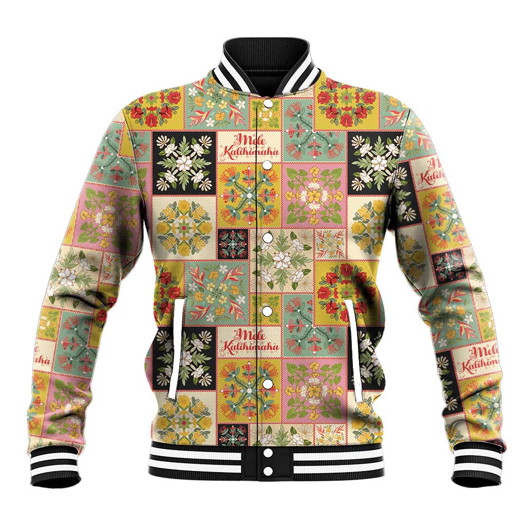 Mele Kalikimaka Hawaii Christmas Baseball Jacket Melemele Mama Seamless Floral Motif - Polynesian Pride