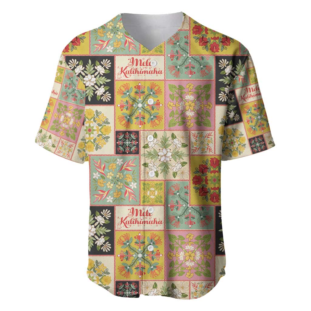 Mele Kalikimaka Hawaii Christmas Baseball Jersey Melemele Mama Seamless Floral Motif - Polynesian Pride