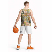 Mele Kalikimaka Hawaii Christmas Basketball Jersey Melemele Mama Seamless Floral Motif - Polynesian Pride