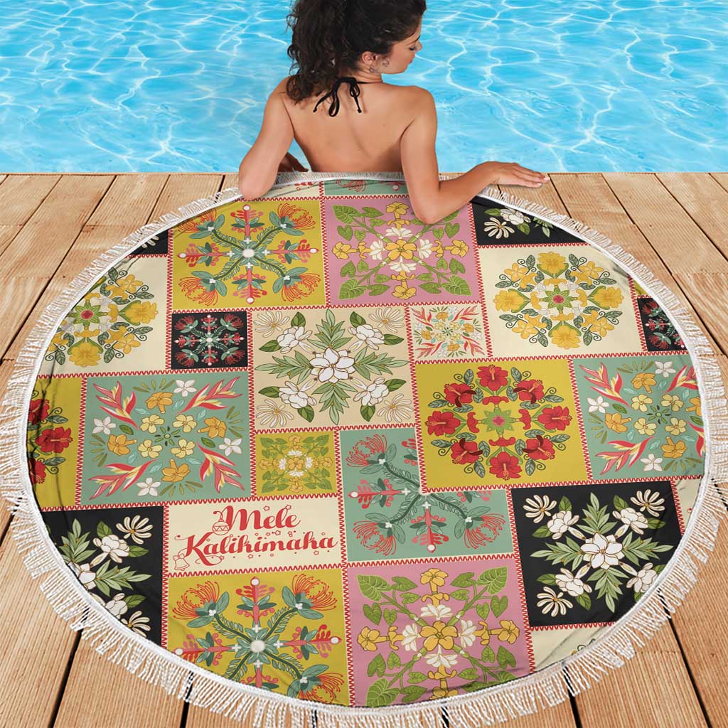 Mele Kalikimaka Hawaii Christmas Beach Blanket Melemele Mama Seamless Floral Motif - Polynesian Pride
