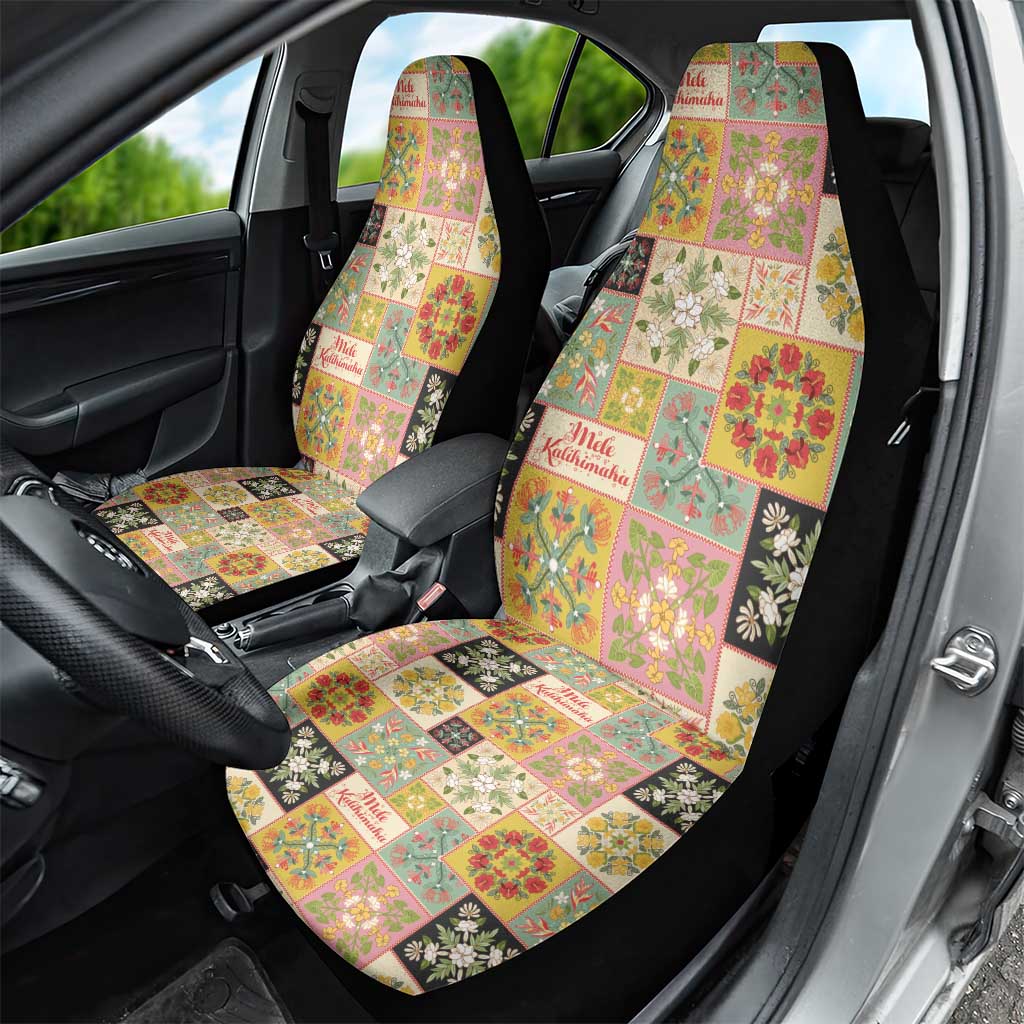 Mele Kalikimaka Hawaii Christmas Car Seat Cover Melemele Mama Seamless Floral Motif - Polynesian Pride