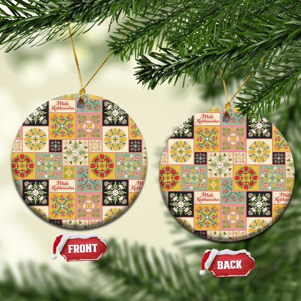 Mele Kalikimaka Hawaii Christmas Ceramic Ornament Melemele Mama Seamless Floral Motif - Polynesian Pride