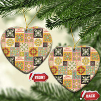 Mele Kalikimaka Hawaii Christmas Ceramic Ornament Melemele Mama Seamless Floral Motif - Polynesian Pride