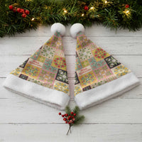 Mele Kalikimaka Hawaii Christmas Santa Hat Melemele Mama Seamless Floral Motif - Polynesian Pride