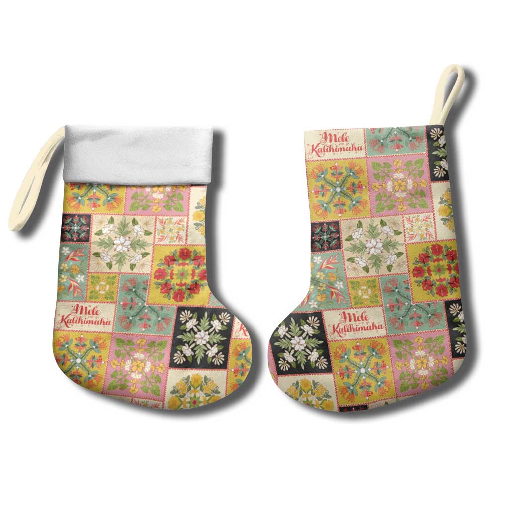 Mele Kalikimaka Hawaii Christmas Stocking Melemele Mama Seamless Floral Motif - Polynesian Pride