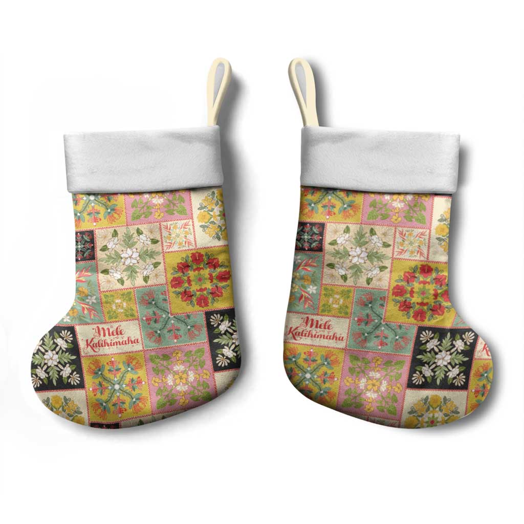 Mele Kalikimaka Hawaii Christmas Stocking Melemele Mama Seamless Floral Motif - Polynesian Pride