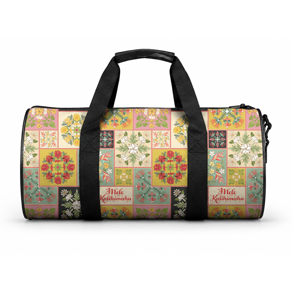 Mele Kalikimaka Hawaii Christmas Duffle Bag Melemele Mama Seamless Floral Motif LT9 One size Beige - Polynesian Pride