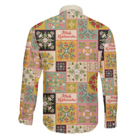 Mele Kalikimaka Hawaii Christmas Family Matching Off The Shoulder Long Sleeve Dress and Hawaiian Shirt Melemele Mama Seamless Floral Motif - Polynesian Pride