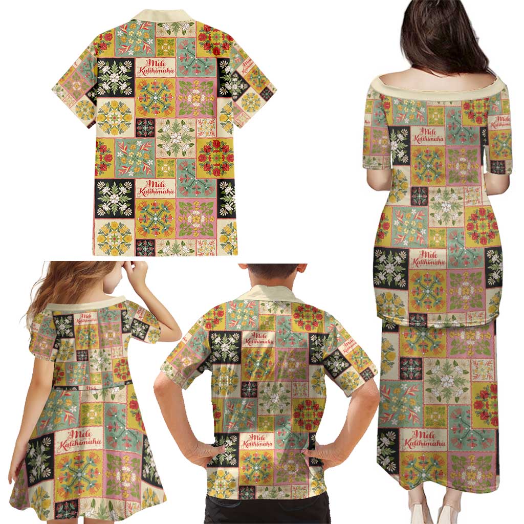 Mele Kalikimaka Hawaii Christmas Family Matching Puletasi and Hawaiian Shirt Melemele Mama Seamless Floral Motif - Polynesian Pride
