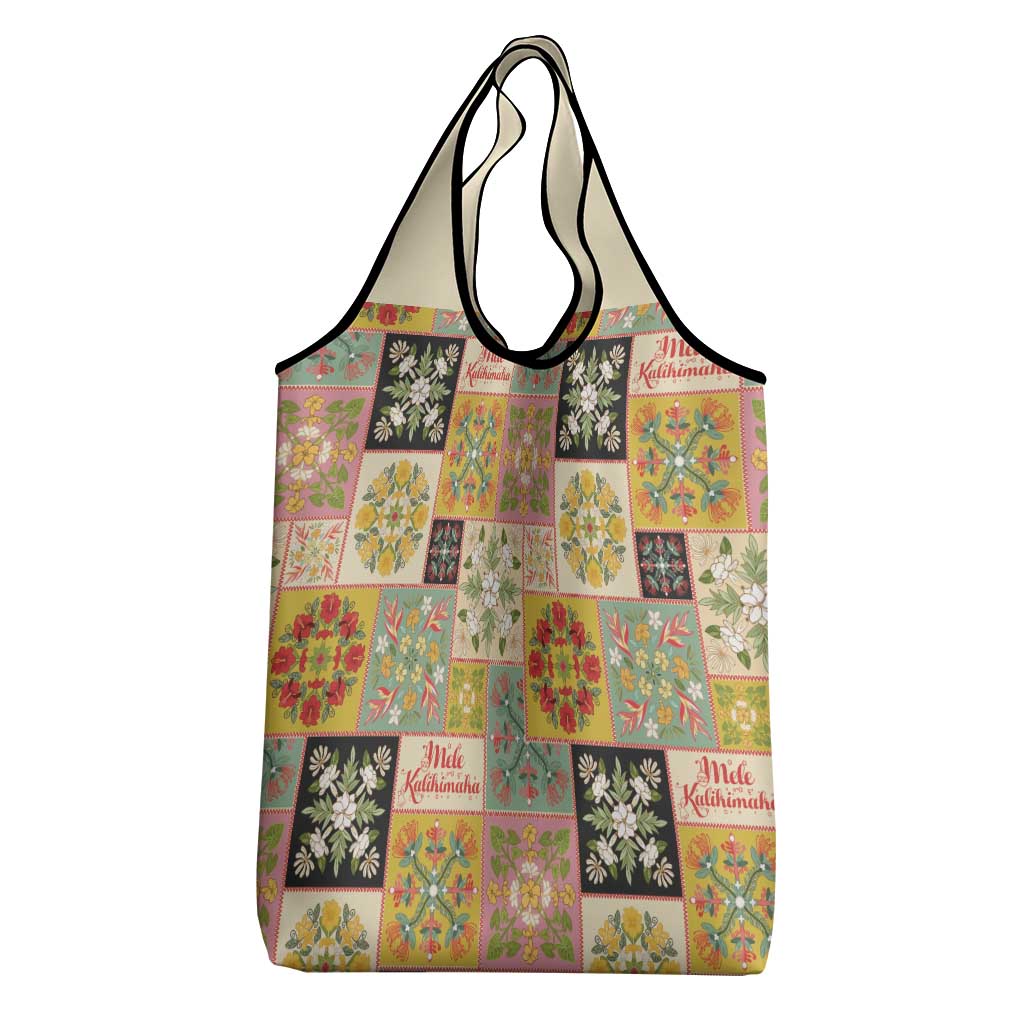 Mele Kalikimaka Hawaii Christmas Grocery Bag Melemele Mama Seamless Floral Motif - Polynesian Pride
