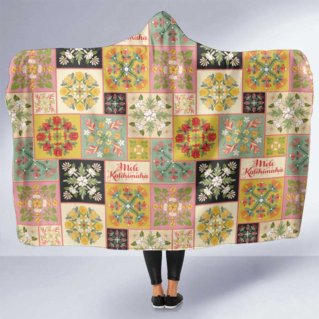 Mele Kalikimaka Hawaii Christmas Hooded Blanket Melemele Mama Seamless Floral Motif - Polynesian Pride
