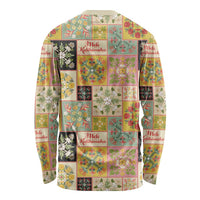 Mele Kalikimaka Hawaii Christmas Long Sleeve Shirt Melemele Mama Seamless Floral Motif - Polynesian Pride