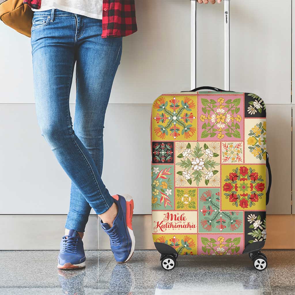 Mele Kalikimaka Hawaii Christmas Luggage Cover Melemele Mama Seamless Floral Motif - Polynesian Pride