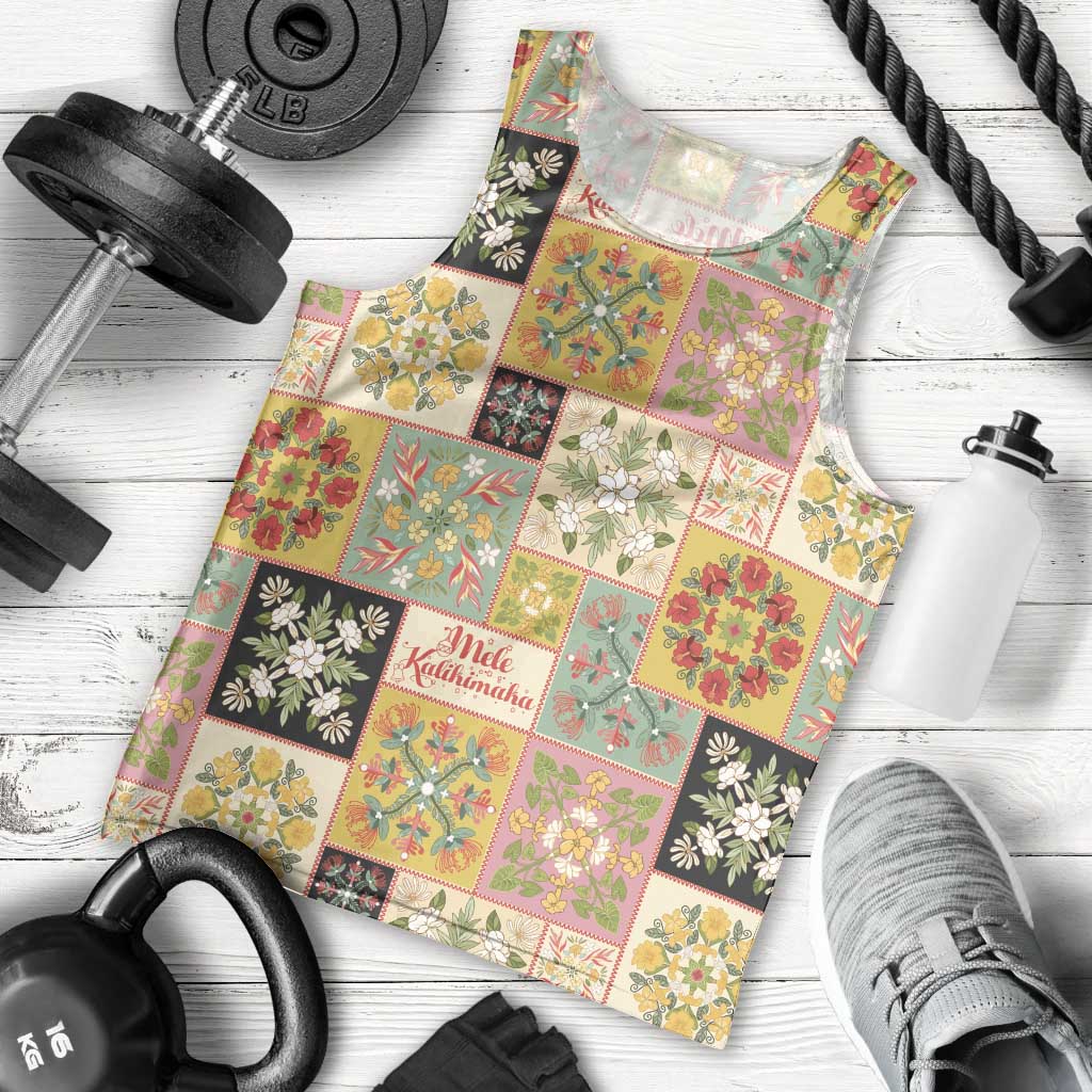 Mele Kalikimaka Hawaii Christmas Men Tank Top Melemele Mama Seamless Floral Motif - Polynesian Pride