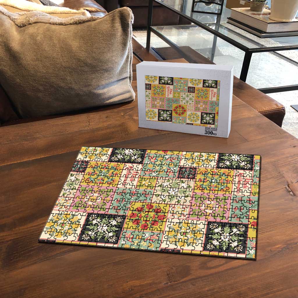 Mele Kalikimaka Hawaii Christmas Puzzle Melemele Mama Seamless Floral Motif - Polynesian Pride