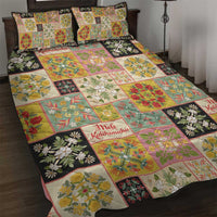 Mele Kalikimaka Hawaii Christmas Quilt Bed Set Melemele Mama Seamless Floral Motif - Polynesian Pride