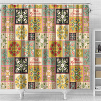 Mele Kalikimaka Hawaii Christmas Shower Curtain Melemele Mama Seamless Floral Motif - Polynesian Pride