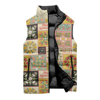 Mele Kalikimaka Hawaii Christmas Sleeveless Puffer Jacket Melemele Mama Seamless Floral Motif - Polynesian Pride