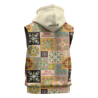 Mele Kalikimaka Hawaii Christmas Sleeveless Zip Hoodie Melemele Mama Seamless Floral Motif - Polynesian Pride