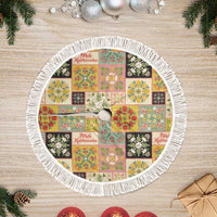 Mele Kalikimaka Hawaii Christmas Tree Skirt Melemele Mama Seamless Floral Motif - Polynesian Pride