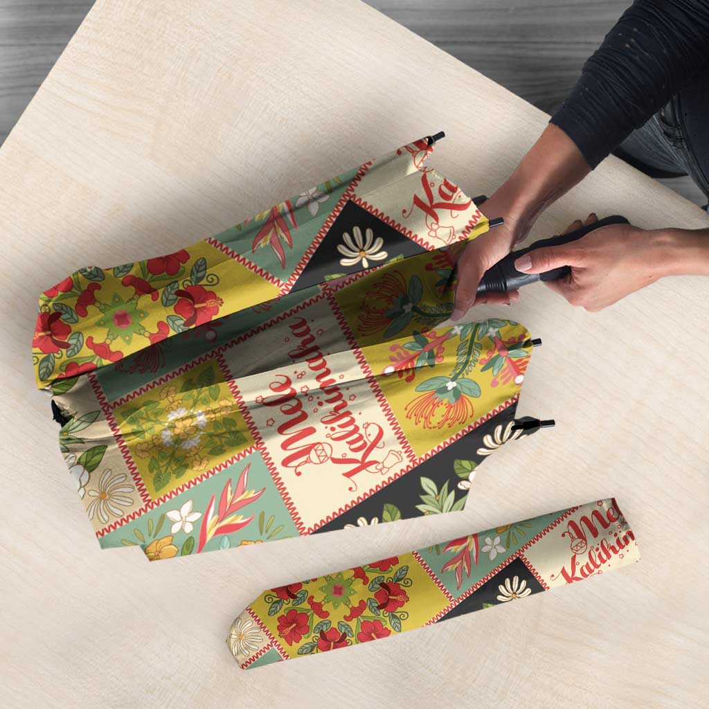 Mele Kalikimaka Hawaii Christmas Umbrella Melemele Mama Seamless Floral Motif - Polynesian Pride