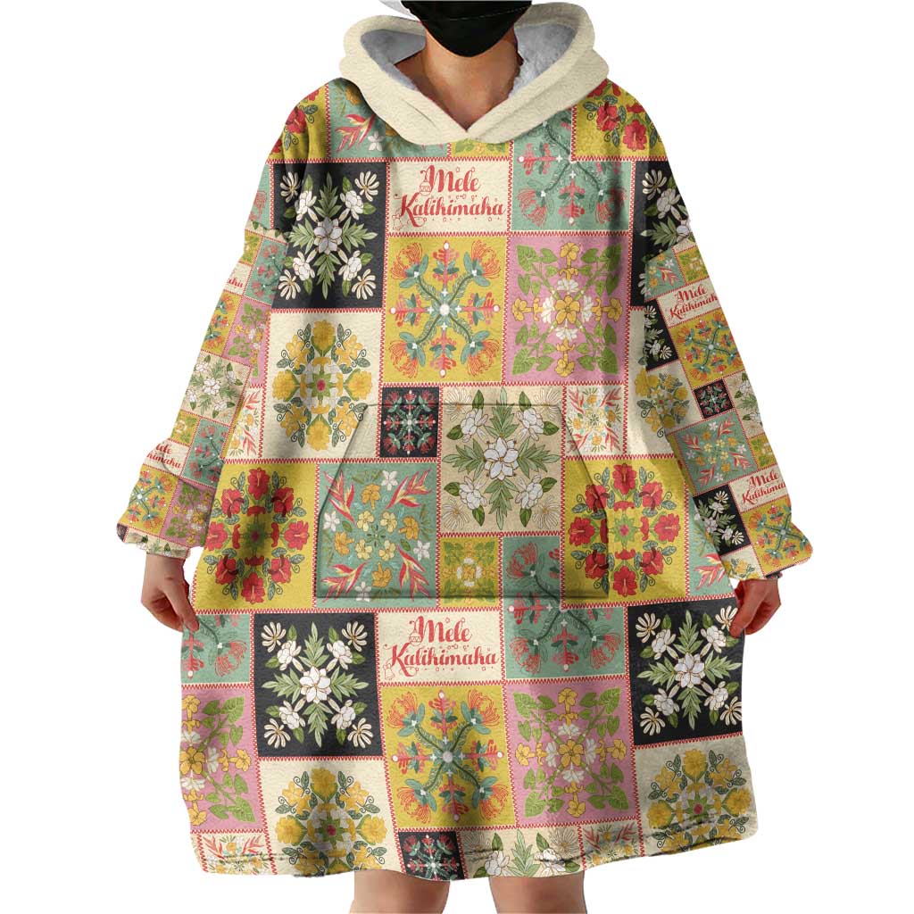 Mele Kalikimaka Hawaii Christmas Wearable Blanket Hoodie Melemele Mama Seamless Floral Motif - Polynesian Pride