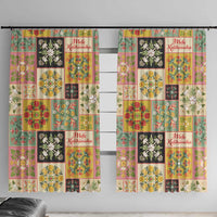 Mele Kalikimaka Hawaii Christmas Window Curtain Melemele Mama Seamless Floral Motif - Polynesian Pride